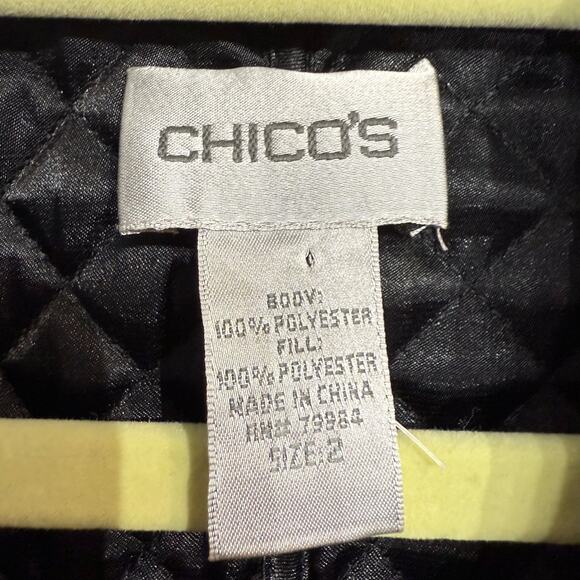 Chico's Metallic Shimmer Floral Paisley Quilted Full Zip Jacket Sz 2/L - Picture 5 of 14